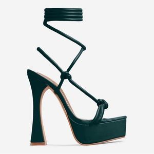 Dark green tie up heels